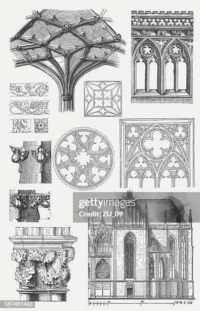ilustraciones, imágenes clip art, dibujos animados e iconos de stock de elementos gótico - techo abovedado