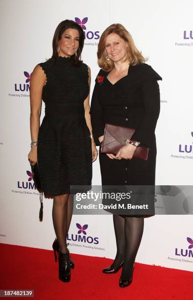 Lucy Doughty and Sarah Brown attend the Lumos fundraising event hosted by J.K. Rowling at The Warner Bros. Harry Potter Tour on November 9, 2013 in...