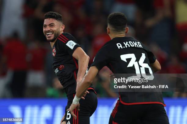 Yasser Ibrahim of Al Ahly FC celebrates after scoring their team's first goal during the FIFA Club World Cup Saudi Arabia 2023 - 3rd Place match...