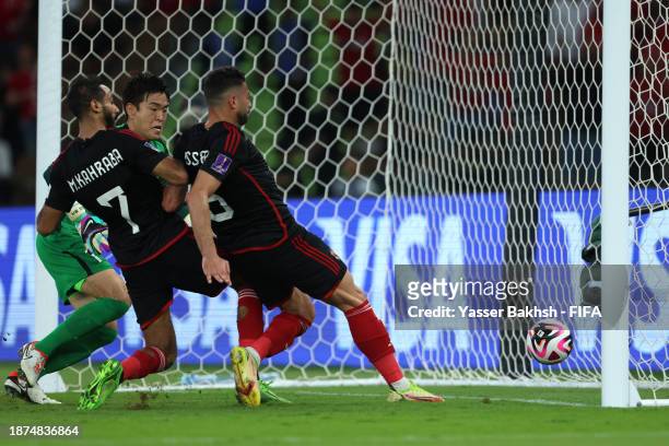 Yasser Ibrahim of Al Ahly FC scores their team's first goal during the FIFA Club World Cup Saudi Arabia 2023 - 3rd Place match between Urawa Reds and...