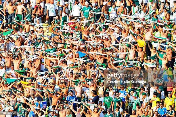 Supporters of Palmeiras during the match between Palmeiras and Joinville for the Brazilian Series B 2013 on November 09, 2013 in Sao Paulo, Brazil.