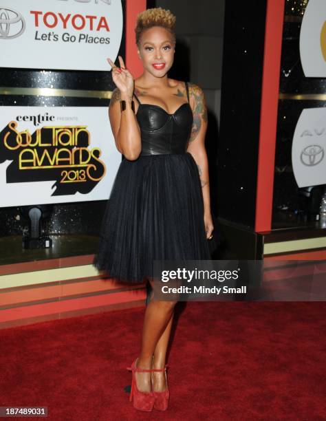 Chrisette Michele arrives at the Soul Train Awards 2013 at the Orleans Hotel & Casino on November 8, 2013 in Las Vegas, Nevada.