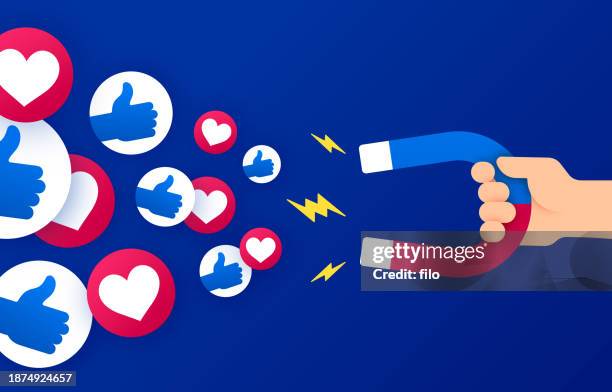 einfluss der sozialen medien - magnet stock-grafiken, -clipart, -cartoons und -symbole