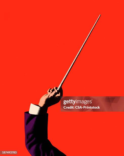 dirigent holding baton - orchester stock-grafiken, -clipart, -cartoons und -symbole