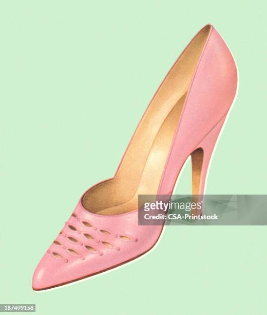 rosa high-heel schuh - pump dress shoe stock-grafiken, -clipart, -cartoons und -symbole