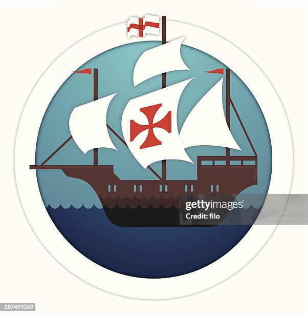 ilustraciones, imágenes clip art, dibujos animados e iconos de stock de mayflower barco de vela - the mayflower