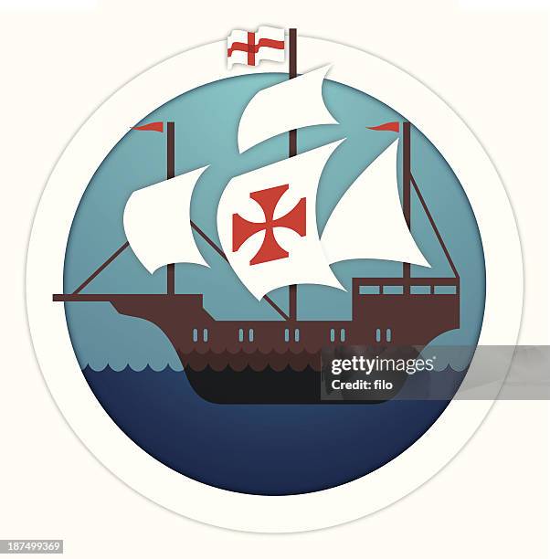 mayflower sailing ship - the mayflower 幅插畫檔、美工圖案、卡通及圖標