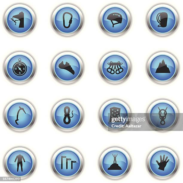 blue icons - climbing - animal harness stock illustrations