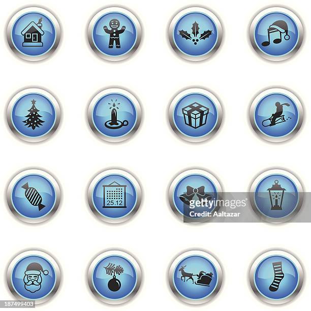 blue icons - christmas - gingerbread house cartoon stock illustrations