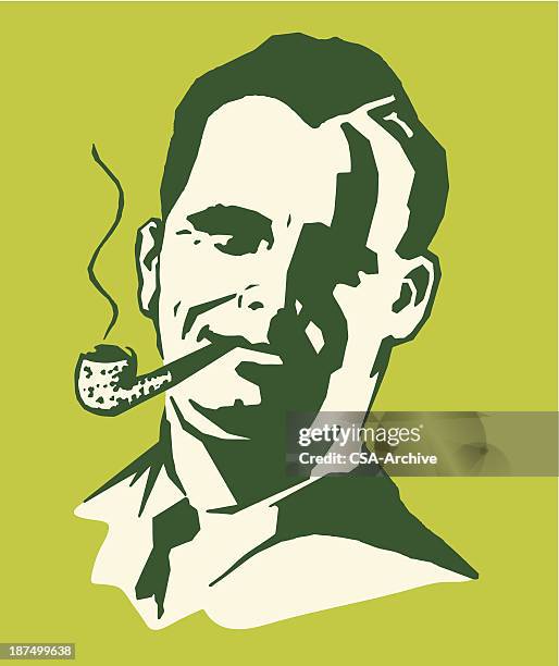 man smoking a pipe - bong stock illustrations