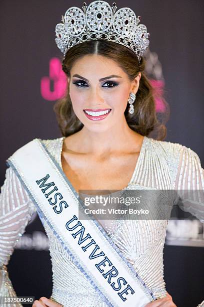 Maria Gabriela Isler of Venezuela poses after her win at Miss Universe Pageant Competition 2013 on November 9, 2013 in Moscow, Russia.