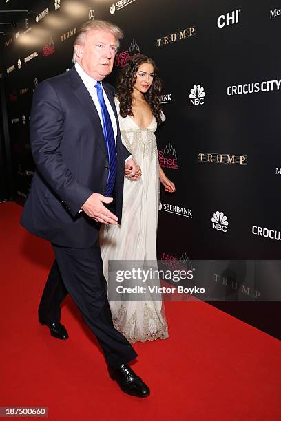 Donald Trump and Olivia Culpo attend the red carpet at Miss Universe Pageant Competition 2013 on November 9, 2013 in Moscow, Russia.