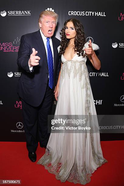 Donald Trump and Olivia Culpo attend the red carpet at Miss Universe Pageant Competition 2013 on November 9, 2013 in Moscow, Russia.