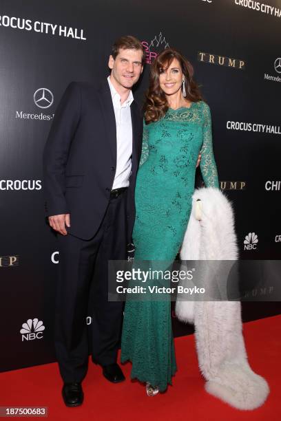 Alexey Yashin and Carol Alt attend the red carpet at Miss Universe Pageant Competition 2013 on November 9, 2013 in Moscow, Russia.