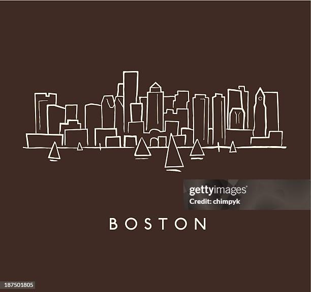 skyline von boston skizze - boston stock-grafiken, -clipart, -cartoons und -symbole