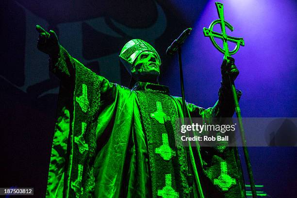 Papa Emeritus of Ghost performs at Alexandra Palace on November 9, 2013 in London, England.