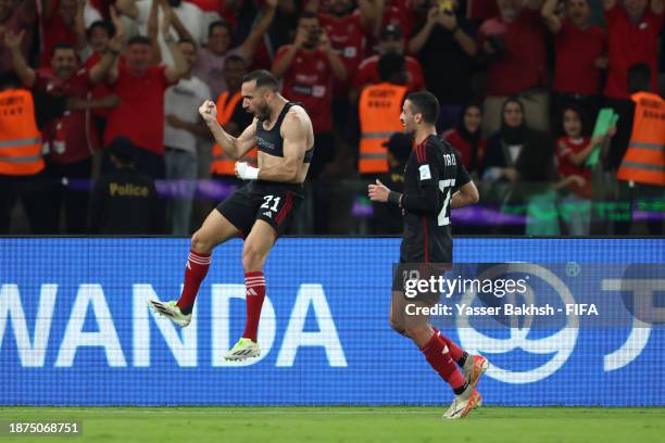 Ali Maaloul of Al Ahly FC celebrates scoring their team's fourth goal during the FIFA Club World Cup Saudi Arabia 2023 - 3rd Place match between...