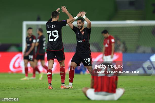 Taher Mohamed and Karim Fouad of Al Ahly FC celebrate victory after the FIFA Club World Cup Saudi Arabia 2023 - 3rd Place match between Urawa Reds...