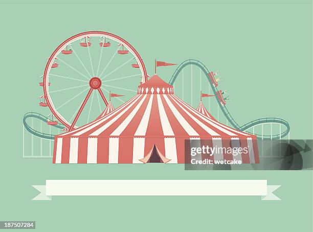 ilustraciones, imágenes clip art, dibujos animados e iconos de stock de bienvenido a la feria - carnival ride