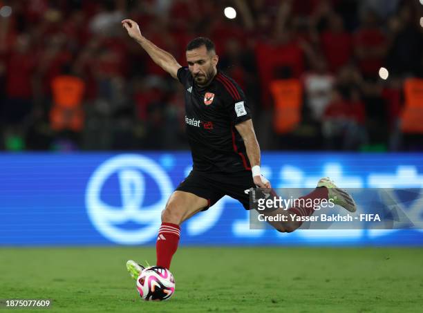 Ali Maaloul of Al Ahly FC shoots during the FIFA Club World Cup Saudi Arabia 2023 - 3rd Place match between Urawa Reds and Al Ahly at King Abdullah...
