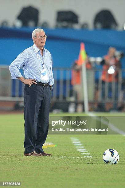 Marcello Lippi, head coach of Guangzhou Evergrande, reacts during the AFC Champions League Final 2nd leg match between Guangzhou Evergrande and FC...