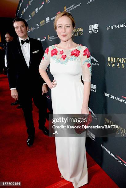 Actress Jennifer Ehle attends the 2013 BAFTA LA Jaguar Britannia Awards presented by BBC America at The Beverly Hilton Hotel on November 9, 2013 in...