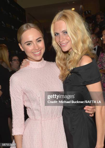 Models Suki Waterhouse and Poppy Delevingne attend the 2013 BAFTA LA Jaguar Britannia Awards presented by BBC America at The Beverly Hilton Hotel on...