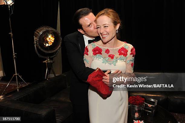 Actors Jason Butler Harner and Jennifer Ehle attend the 2013 BAFTA LA Jaguar Britannia Awards presented by BBC America at The Beverly Hilton Hotel on...