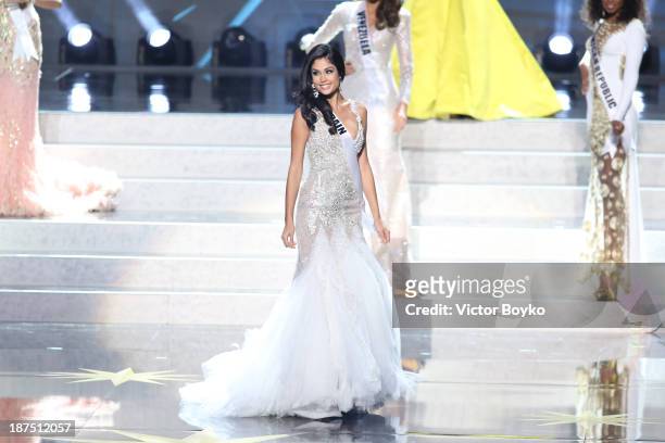 Patricia Yurena Rodriguez of Spain walks the stage during the Miss Universe Pageant Competition 2013 on November 9, 2013 in Moscow, Russia.