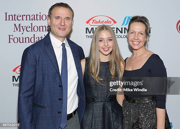 Honorary Committee members Phil Rosenthal and Monica Rosenthal and Lily Rosenthal attend the International Myeloma Foundation's 7th Annual Comedy...