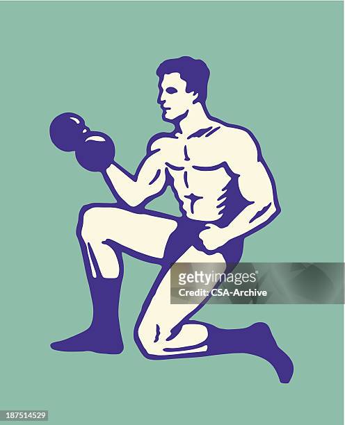 man lifting weights - machos 幅插畫檔、美工圖案、卡通及圖標