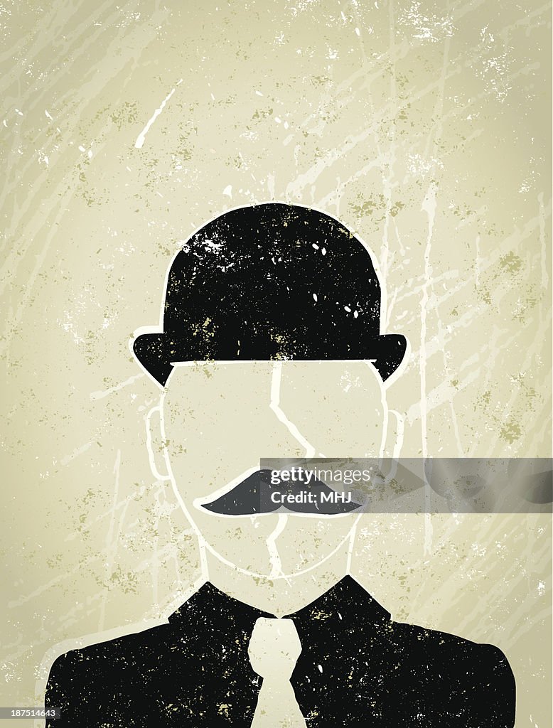 Businessman With Bowler Hat and Moustache