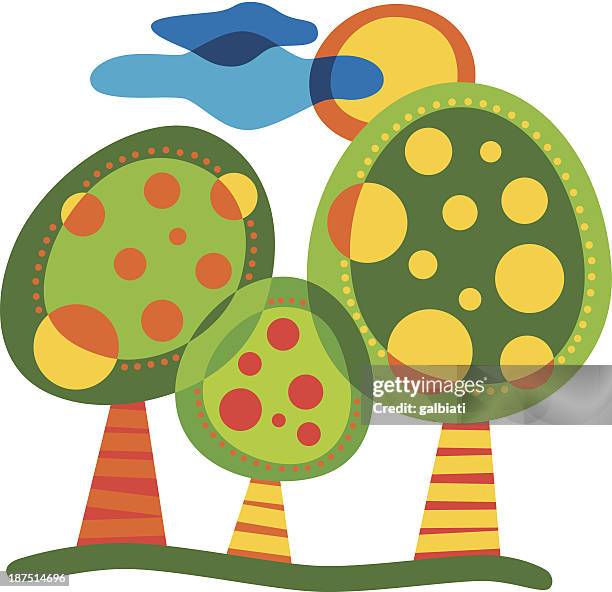 three fantasy trees - 3 things together stock illustrations