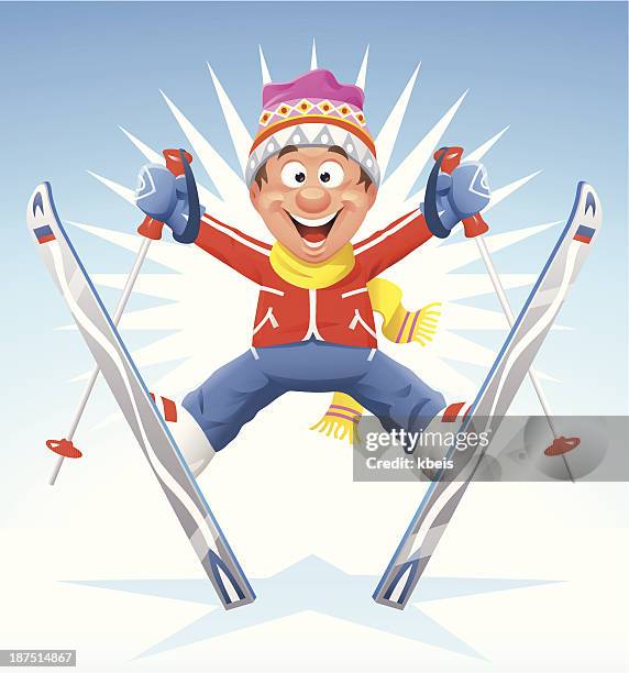 ski star - funny snow skiing stock illustrations