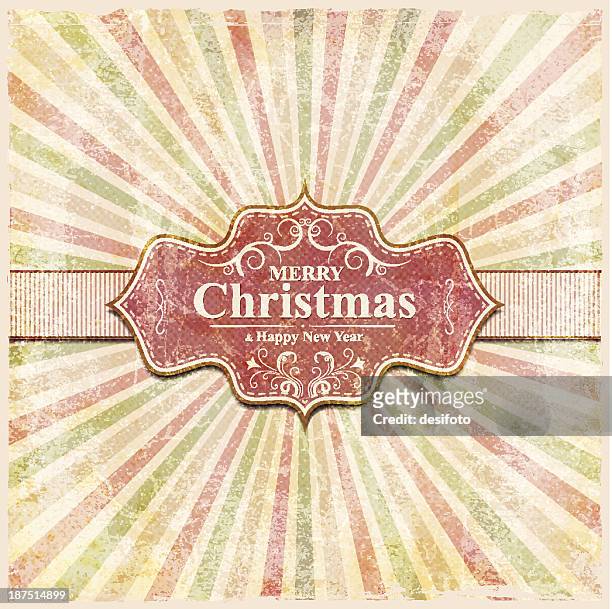 christmas and new year label with grunge background - maroon swirl stock illustrations