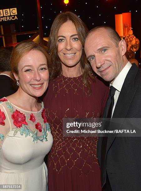Actress Jennifer Ehle, director Kathryn Bigelow, and actor Ralph Fiennes attend the 2013 BAFTA LA Jaguar Britannia Awards presented by BBC America at...