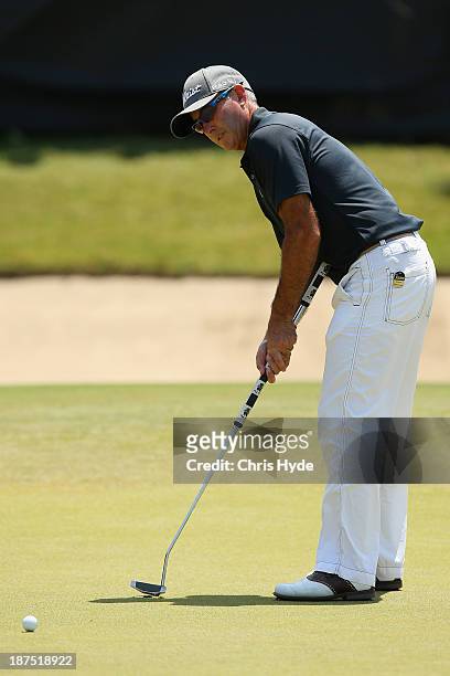 David McKenzie of Australia putts during day four of the PGA Royal Pines on November 10, 2013 in Gold Coast, Australia.
