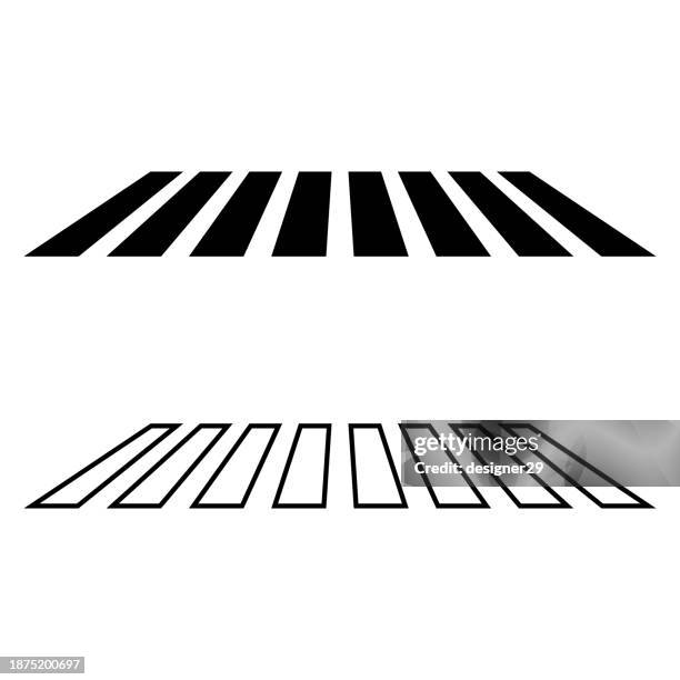 ilustraciones, imágenes clip art, dibujos animados e iconos de stock de icono de paso de peatones. - paso peatonal raya indicadora