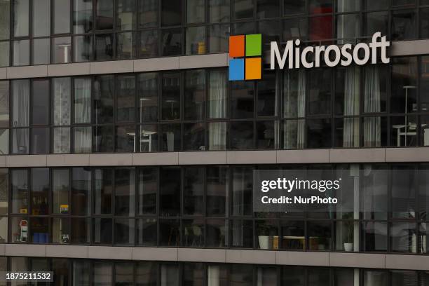 View of Microsoft Deutschland GmbH's regional office on the waterfront in Cologne. Germany, Monday, December 25, 2023.
