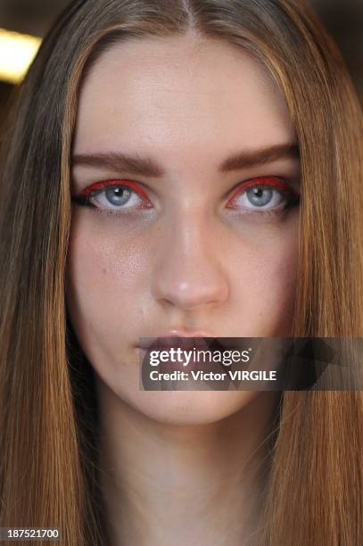 Backstage and atmosphere during the Ellus show at the Sao Paulo Fashion Week Winter 2014 on October 30, 2013 in Sao Paulo, Brazil.