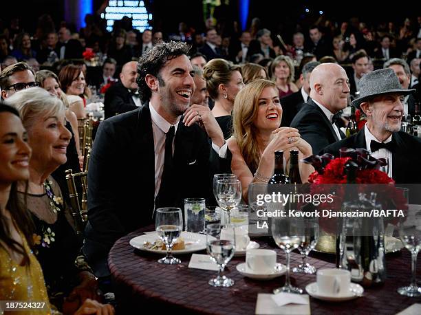 Actors Sacha Baron Cohen and Isla Fisher attend the 2013 BAFTA LA Jaguar Britannia Awards presented by BBC America at The Beverly Hilton Hotel on...