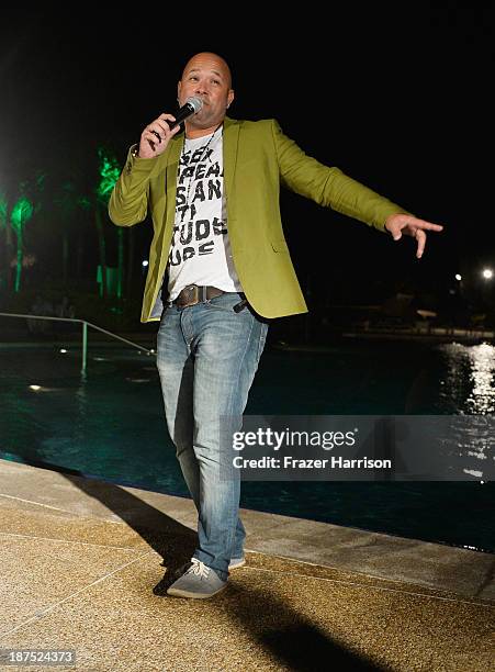 Singer Jairo Everts performs at the Bacchanal Magazine cover launch and awards presentation during Aruba In Style 2013 at Westin Aruba Resort on...