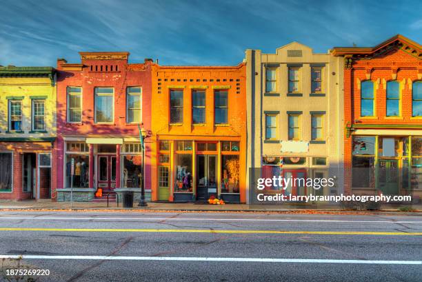 facades on front street - marietta ohio stock pictures, royalty-free photos & images