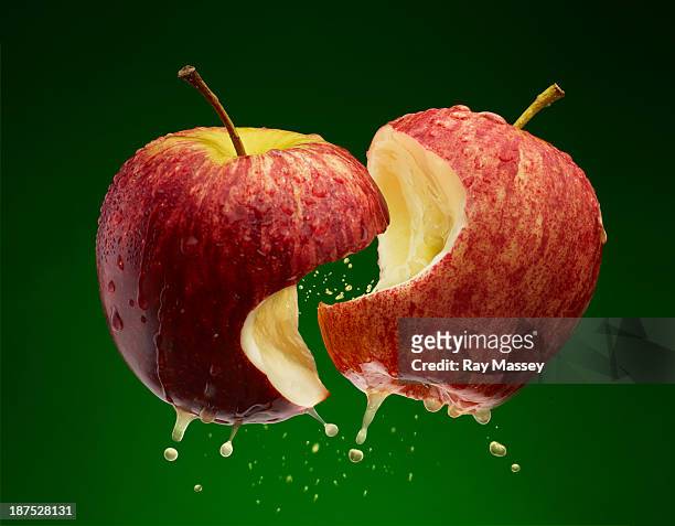 kissing apples - apple bite out stock pictures, royalty-free photos & images