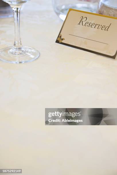 place setting and reserved sign - food and drink sign stock pictures, royalty-free photos & images