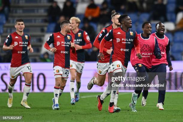 Caleb Ekuban of Genoa CFC celebrates after scoring his team second goal during the Serie A TIM match between US Sassuolo and Genoa CFC at Mapei...