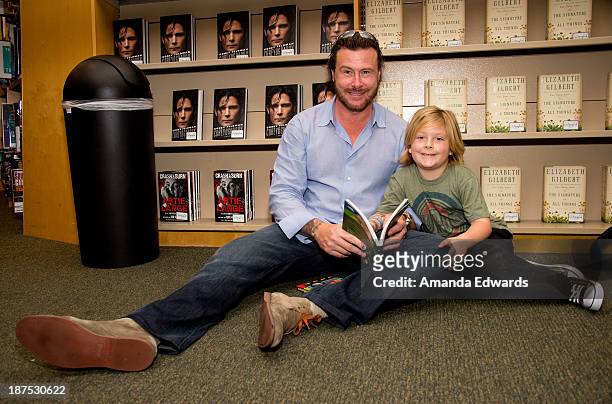 Actor Dean McDermott and his son Liam McDermott attend Tori Spelling's book signing of her new book "Spelling It Like It Is" at Barnes & Noble...