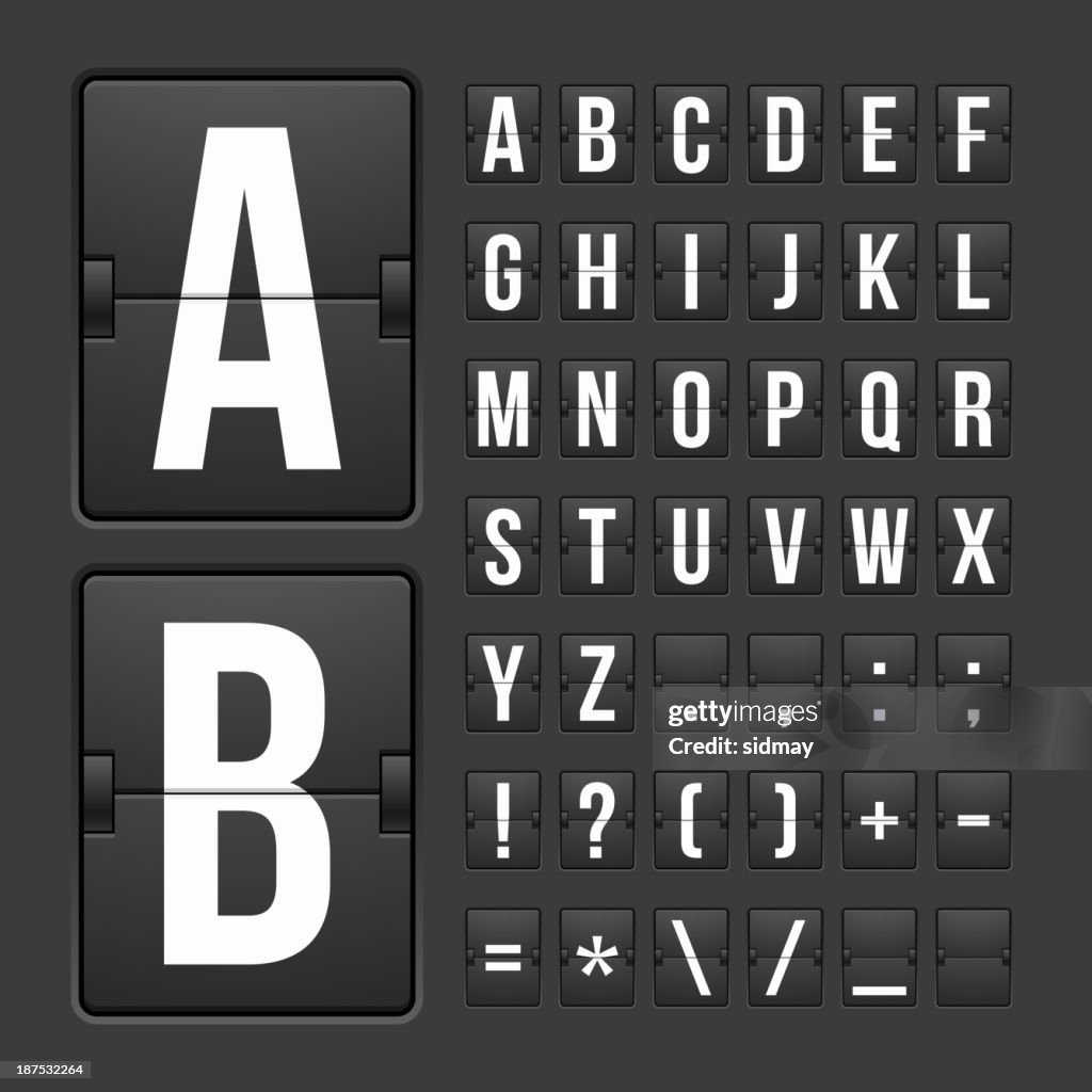 Scoreboards Lettering Scoreboard Letters And Symbols Alphabet Panel High-Res Vector Graphic ...