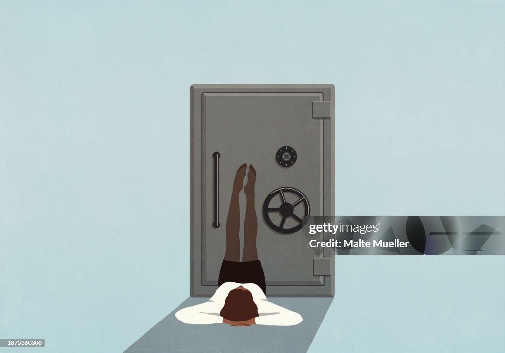 Propped Against Examples Woman With Legs Propped Against Closed Safe High-Res Vector Graphic ...