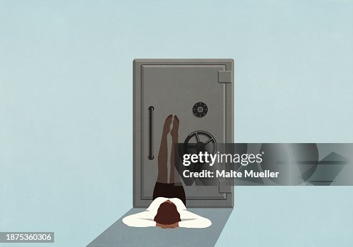 Propped Against Examples Woman With Legs Propped Against Closed Safe High-Res Vector Graphic ...